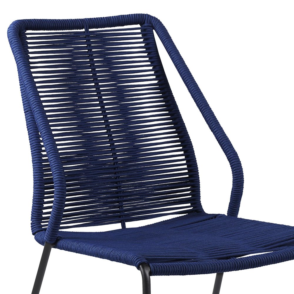 Set of Two 22" Blue Metal Outdoor Dining Chair on a white background