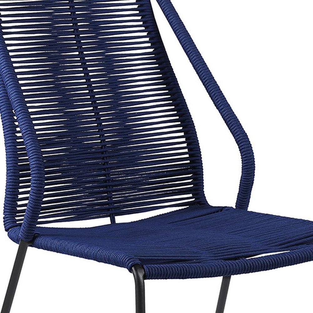 Set of Two 22" Blue Metal Outdoor Dining Chair