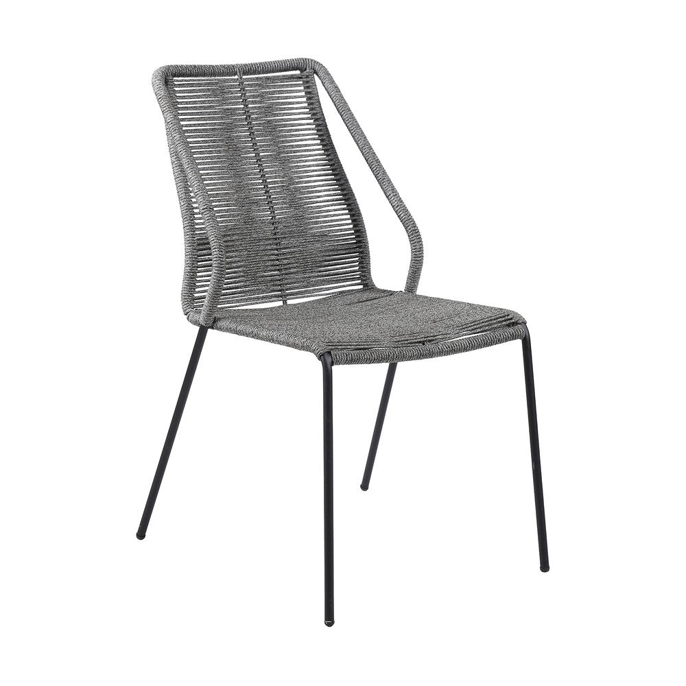 Set of Two 22" Gray Metal Outdoor Dining Chair on a white background