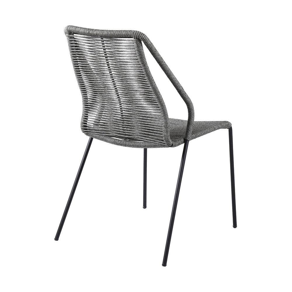 Set of Two 22" Gray Metal Outdoor Dining Chair on a white background
