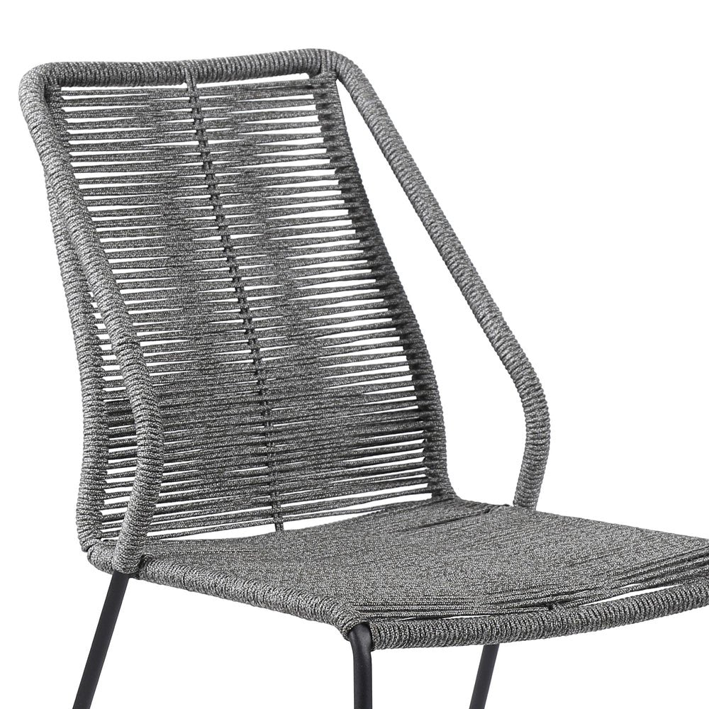 Set of Two 22" Gray Metal Outdoor Dining Chair on a white background