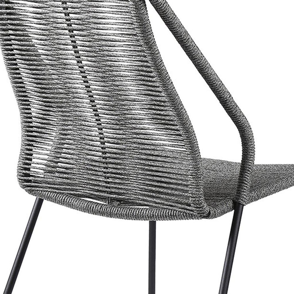 Set of Two 22" Gray Metal Outdoor Dining Chair