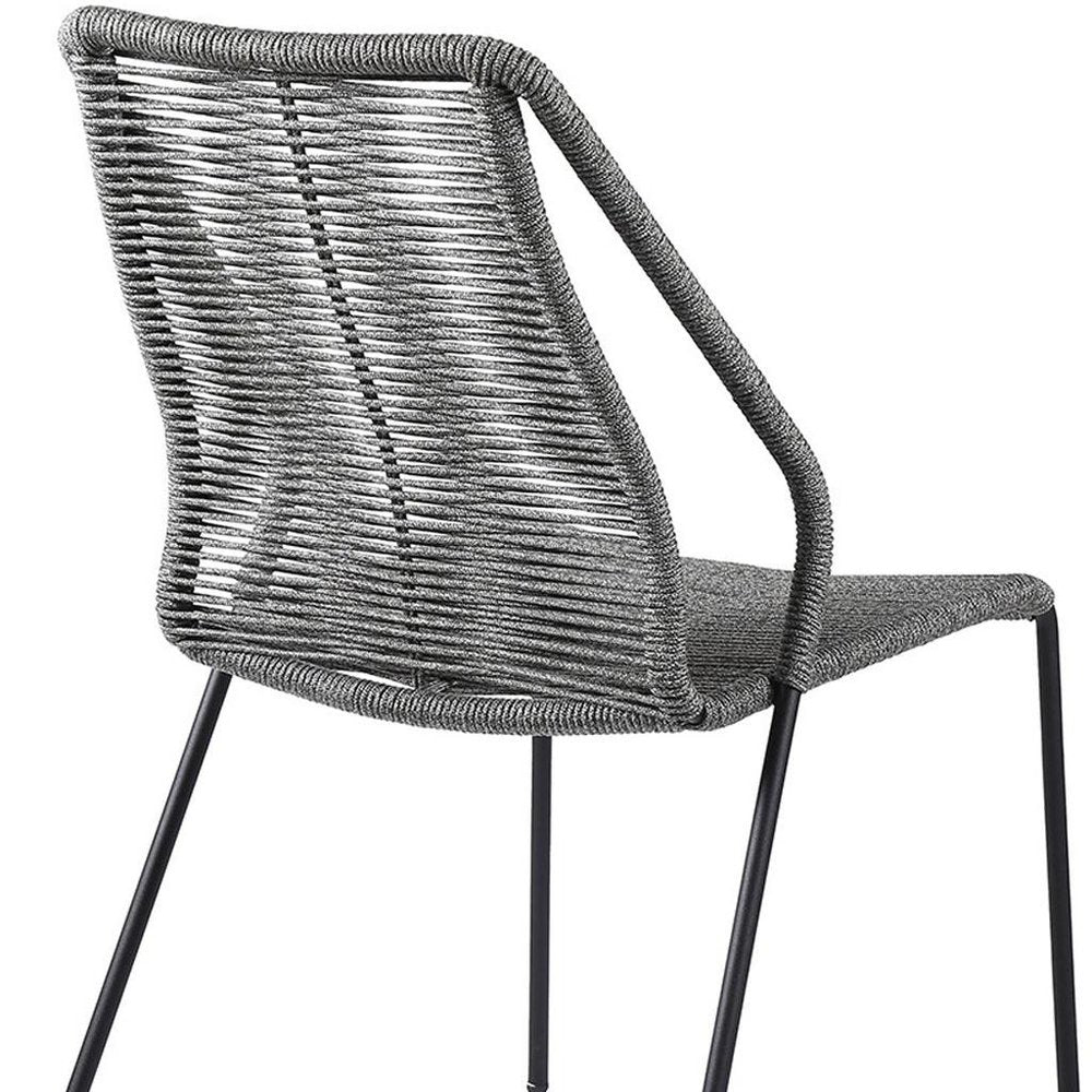 Set of Two 22" Gray Metal Outdoor Dining Chair