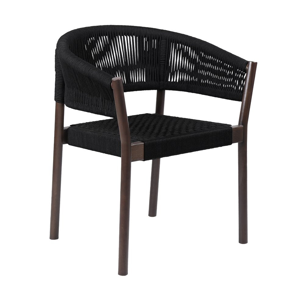 Set of Two 26" Black Solid Wood Outdoor Dining Chair on a white background