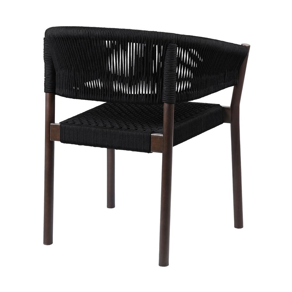 Set of Two 26" Black Solid Wood Outdoor Dining Chair on a white background