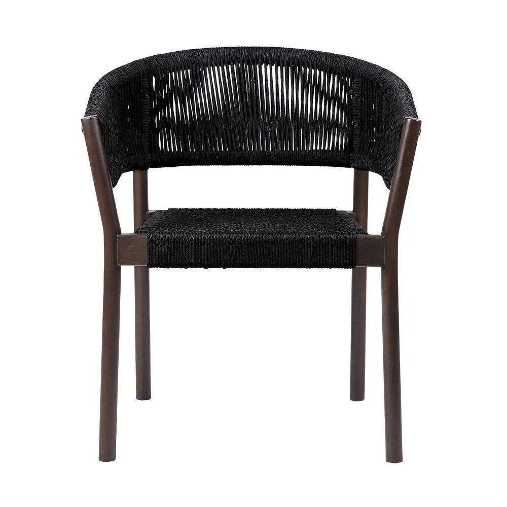 Set of Two 26" Black Solid Wood Outdoor Dining Chair on a white background