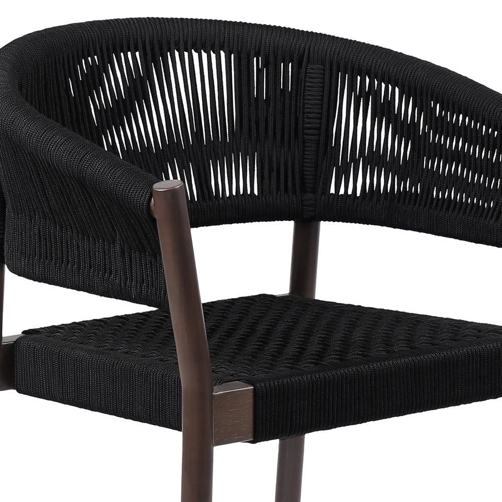 Set of Two 26" Black Solid Wood Outdoor Dining Chair on a white background