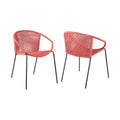 Set of Two 25" Red Metal Outdoor Dining Chair on a white background