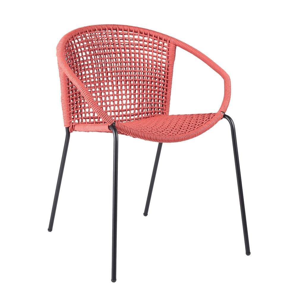 Set of Two 25" Red Metal Outdoor Dining Chair on a white background