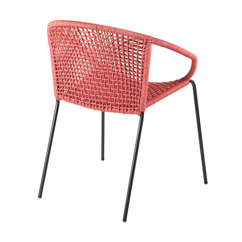 Set of Two 25" Red Metal Outdoor Dining Chair on a white background