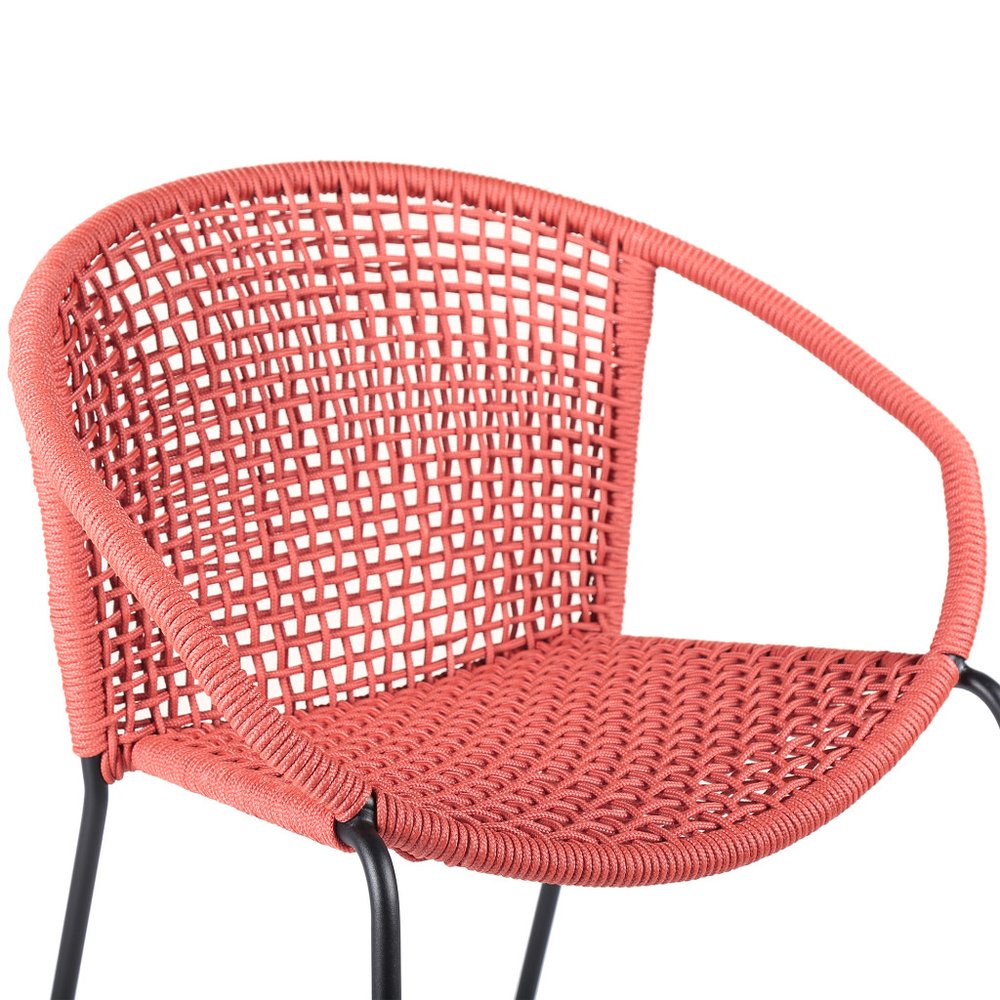 Set of Two 25" Red Metal Outdoor Dining Chair on a white background