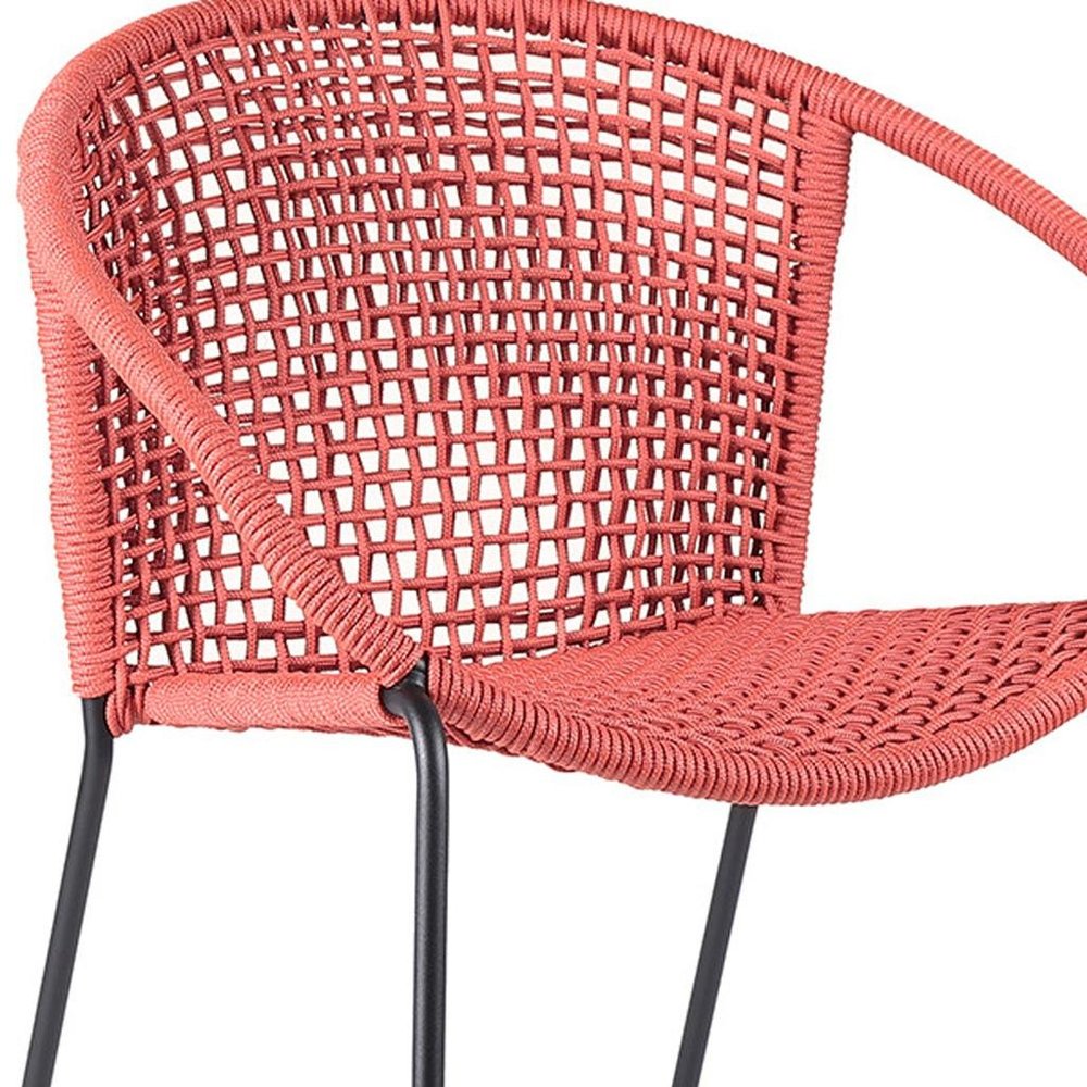 Set of Two 25" Red Metal Outdoor Dining Chair
