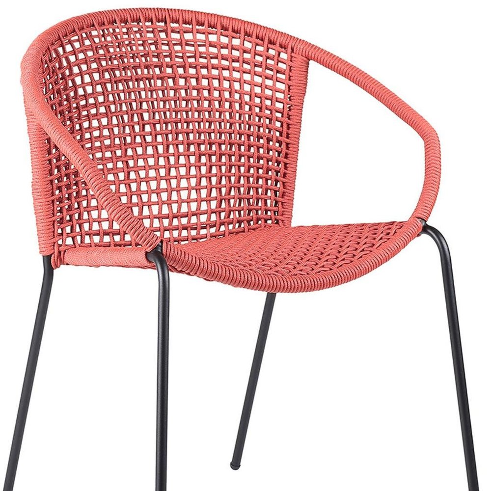 Set of Two 25" Red Metal Outdoor Dining Chair on a white background