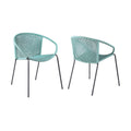 Set of Two 25" Green Metal Outdoor Dining Chair
