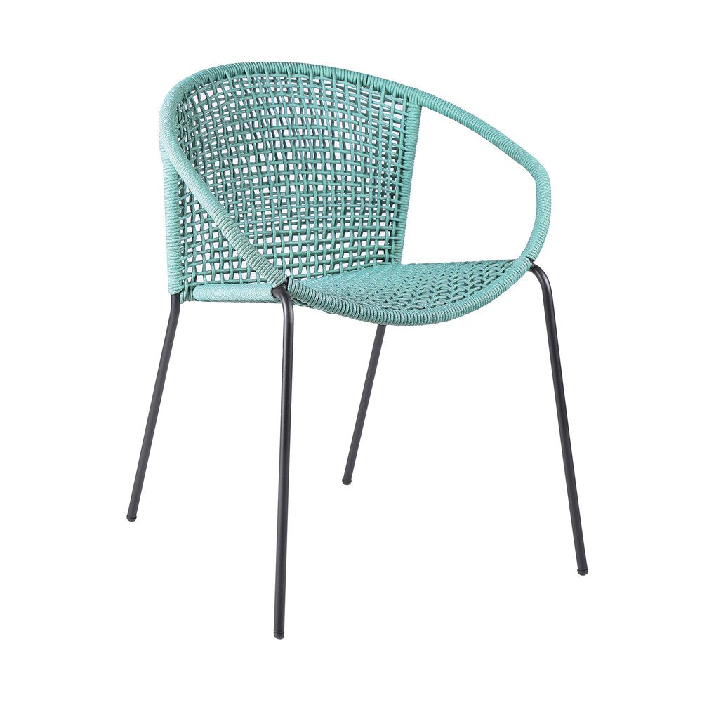 Set of Two 25" Green Metal Outdoor Dining Chair on a white background