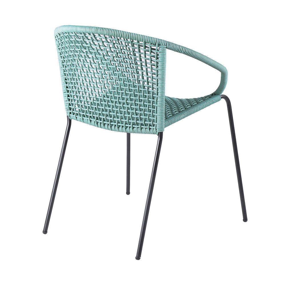Set of Two 25" Green Metal Outdoor Dining Chair on a white background