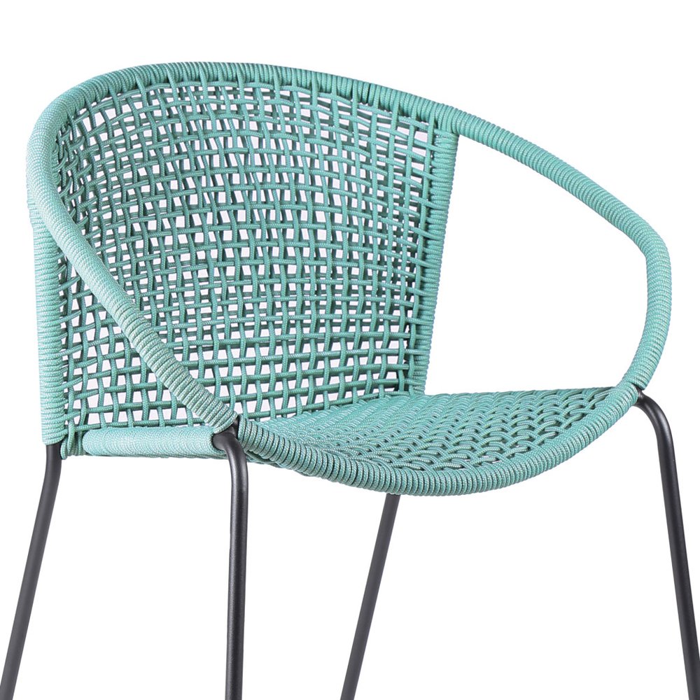 Set of Two 25" Green Metal Outdoor Dining Chair on a white background