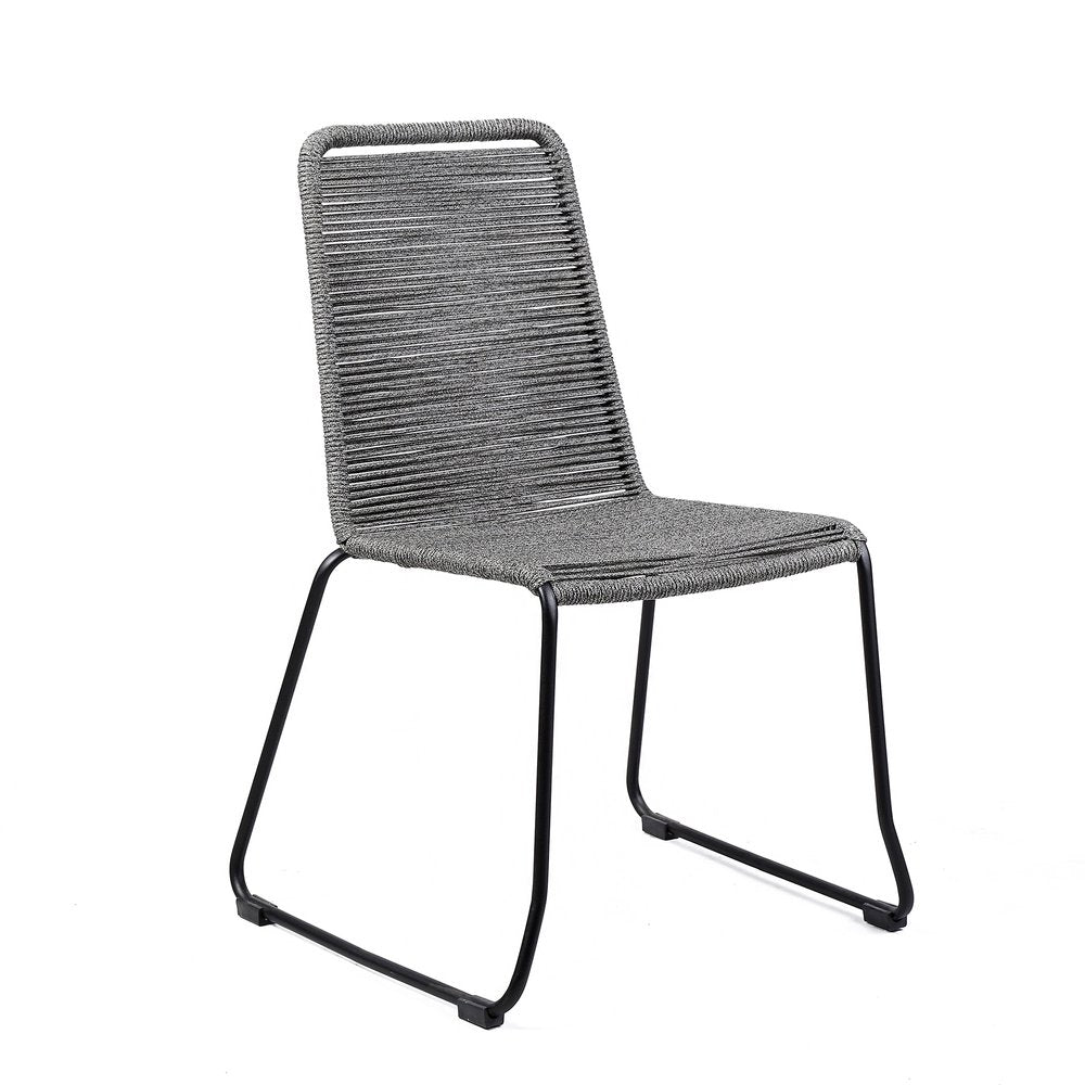 Set of Two 23" Gray Metal Outdoor Dining Chair on a white background