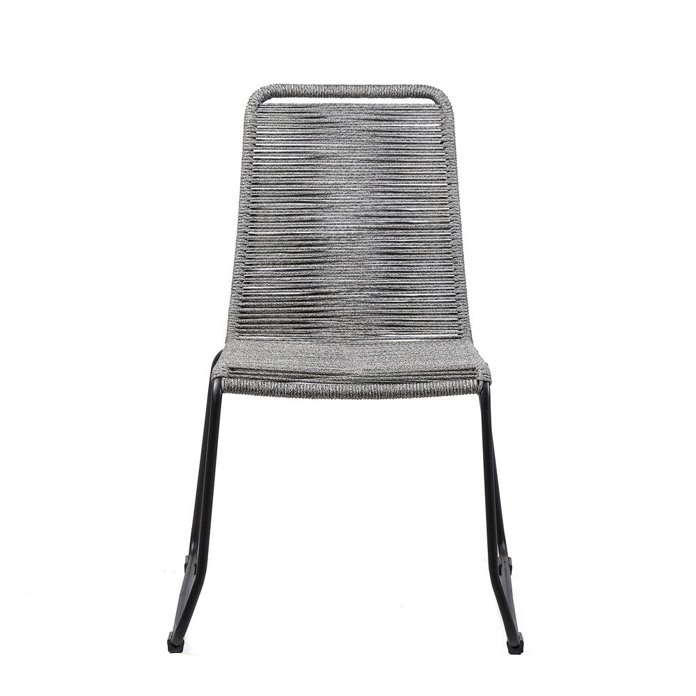 Set of Two 23" Gray Metal Outdoor Dining Chair on a white background