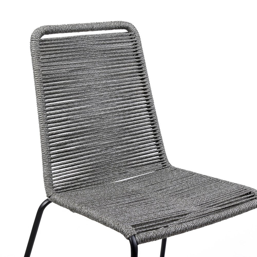 Set of Two 23" Gray Metal Outdoor Dining Chair on a white background