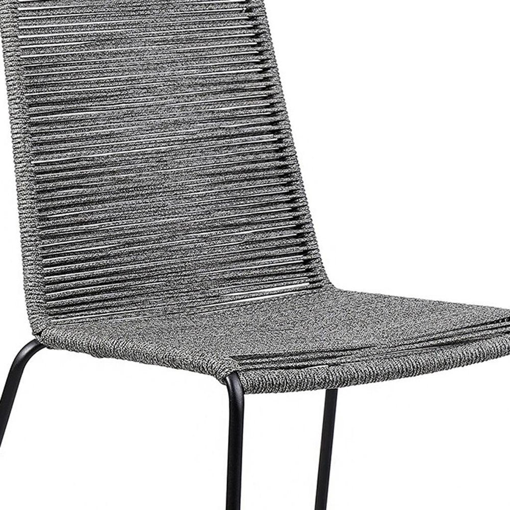 Set of Two 23" Gray Metal Outdoor Dining Chair