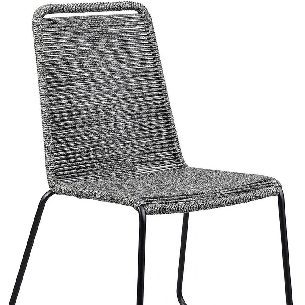 Set of Two 23" Gray Metal Outdoor Dining Chair