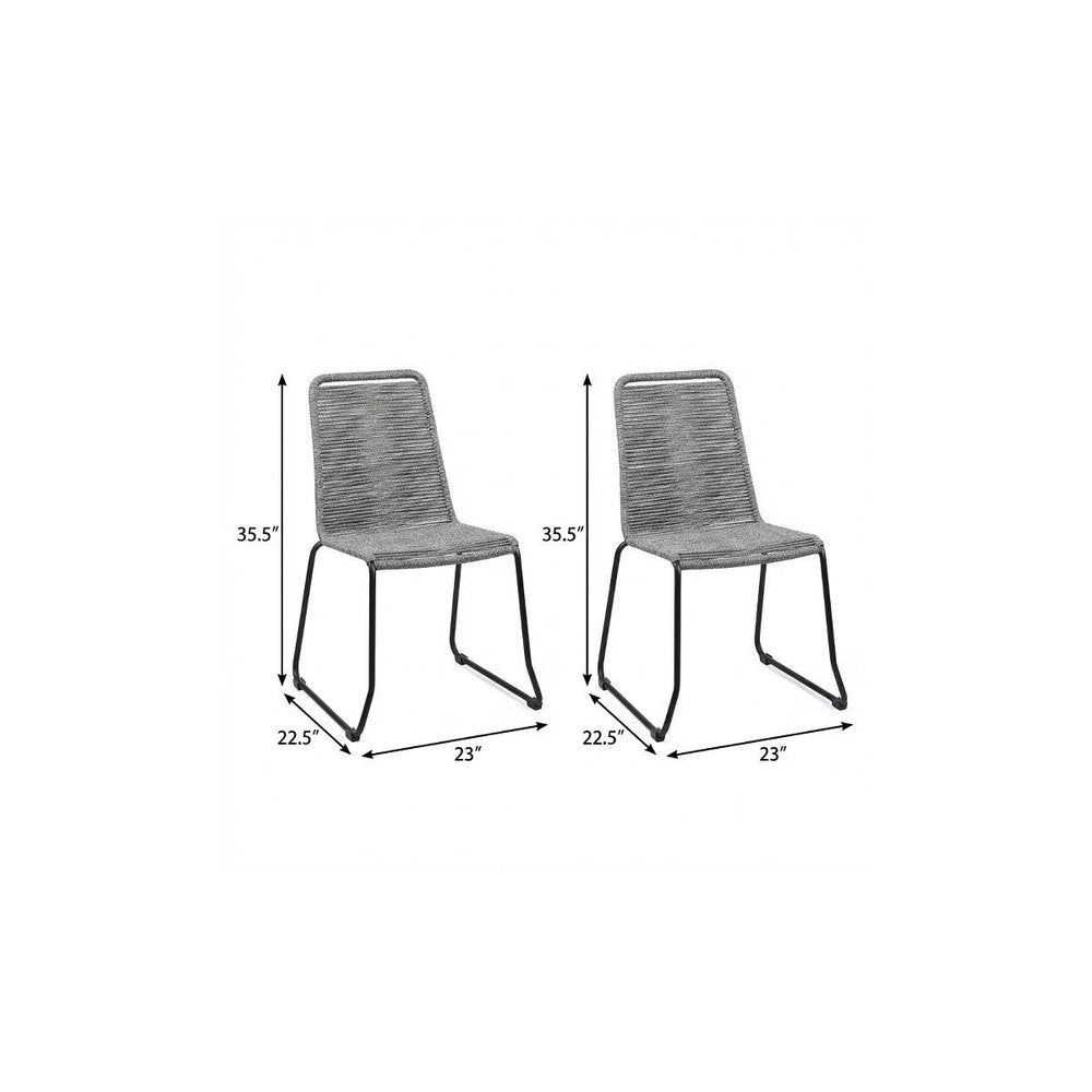 Set of Two 23" Gray Metal Outdoor Dining Chair
