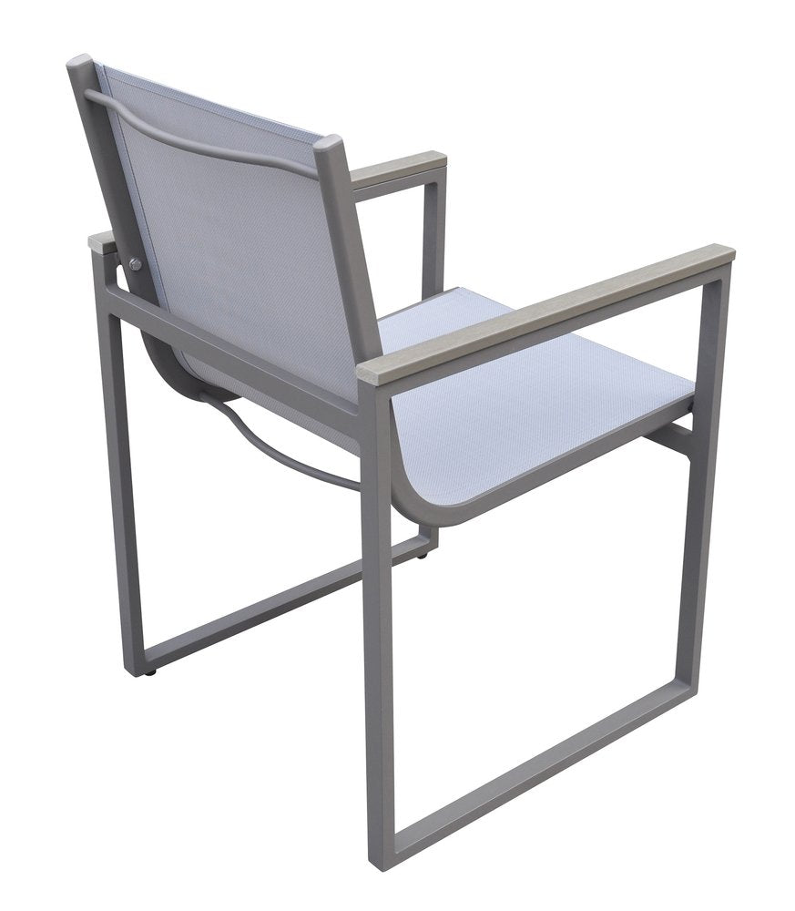 Set of Two 22" Light Gray Metal Outdoor Dining Chair on a white background