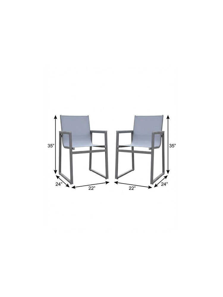 Set of Two 22" Light Gray Metal Outdoor Dining Chair