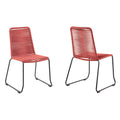 Set of Two 23" Red Metal Outdoor Dining Chair on a white background