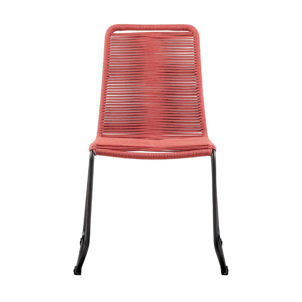 Set of Two 23" Red Metal Outdoor Dining Chair on a white background
