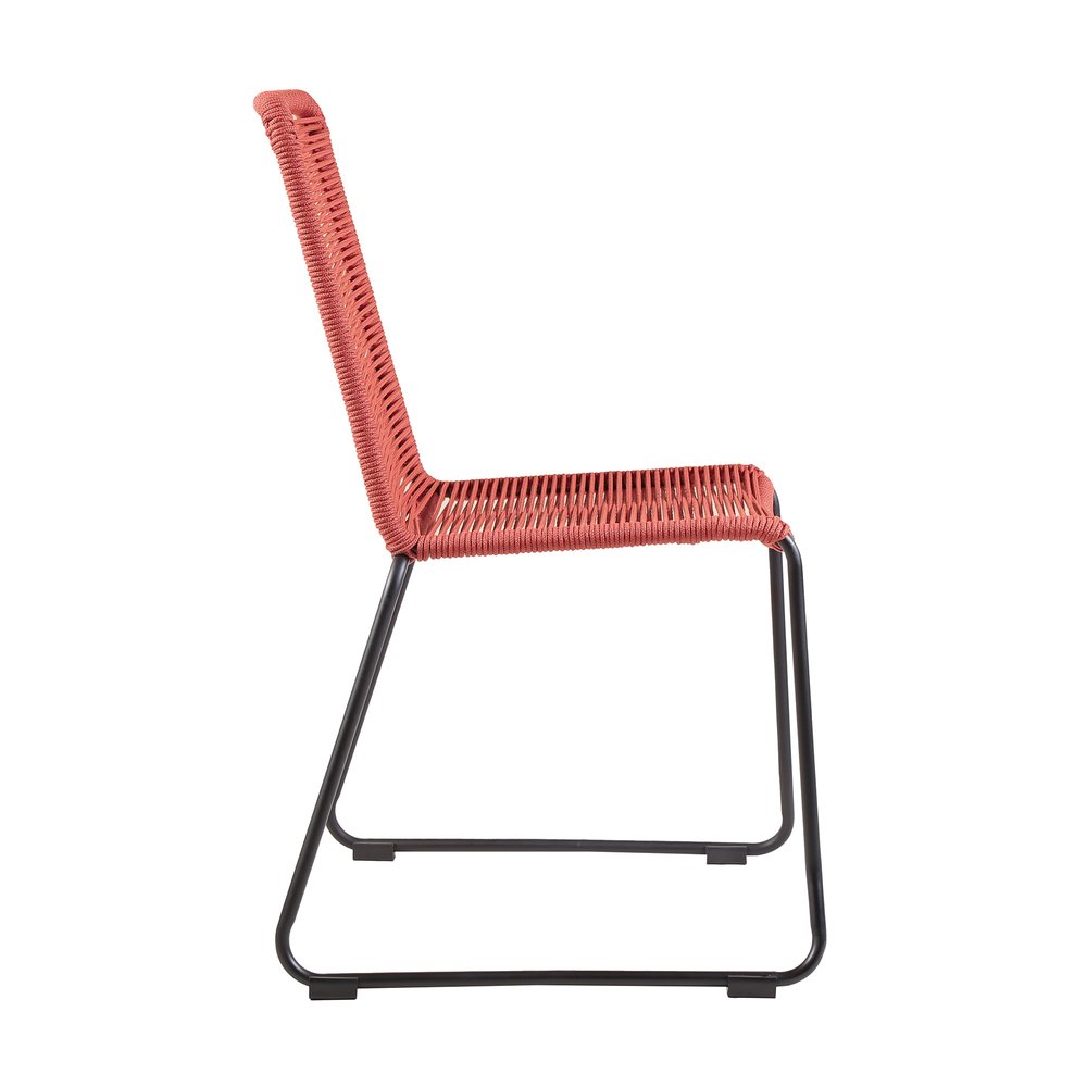 Set of Two 23" Red Metal Outdoor Dining Chair on a white background