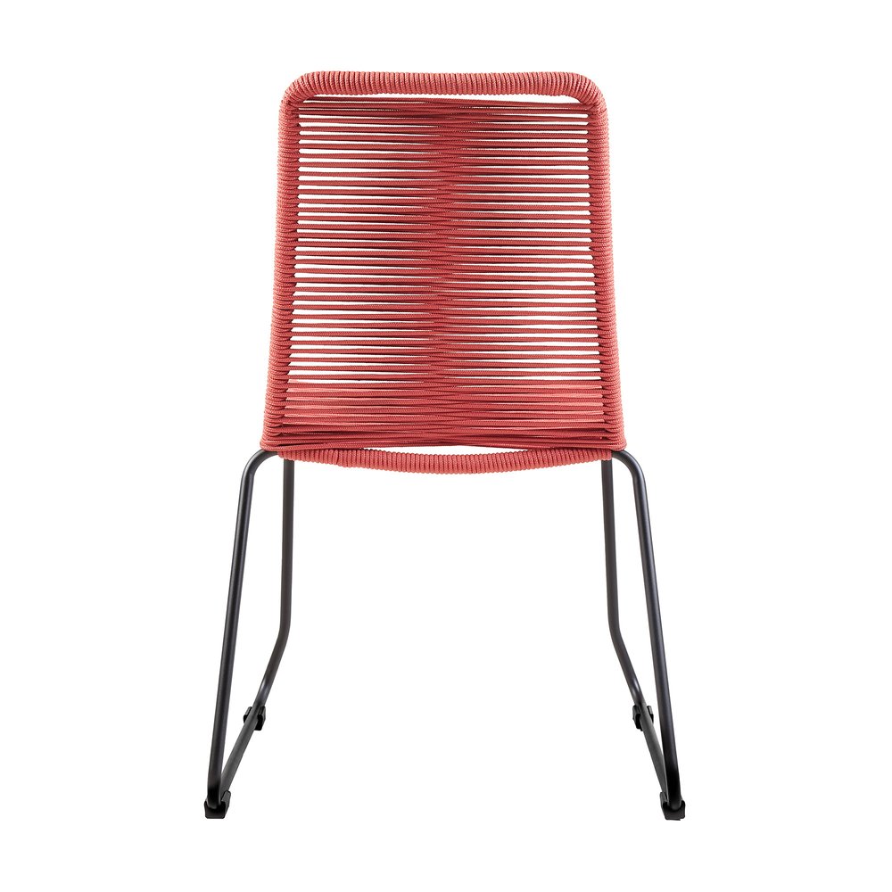 Set of Two 23" Red Metal Outdoor Dining Chair on a white background