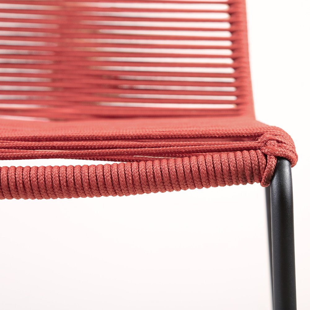 Set of Two 23" Red Metal Outdoor Dining Chair on a white background