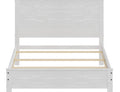 White Shiplap Texture Distressed Solid Wood Queen Bed Frame on a white background