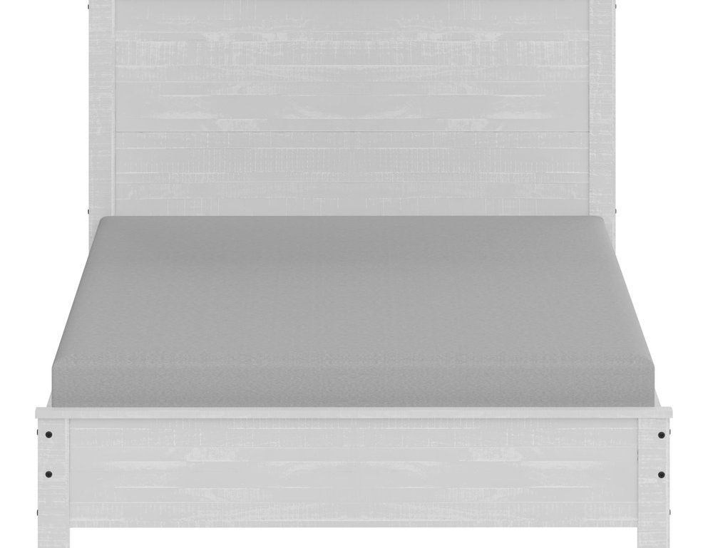 White Shiplap Texture Distressed Solid Wood Queen Bed Frame on a white background