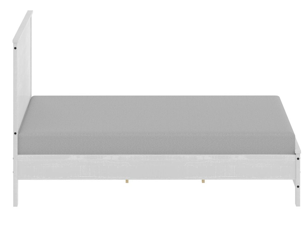White Shiplap Texture Distressed Solid Wood Queen Bed Frame on a white background