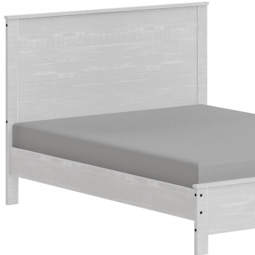 White Shiplap Texture Distressed Solid Wood Queen Bed Frame