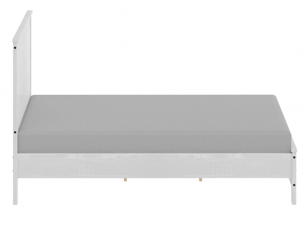 White Shiplap Texture Distressed Solid Wood Queen Bed Frame on a white background