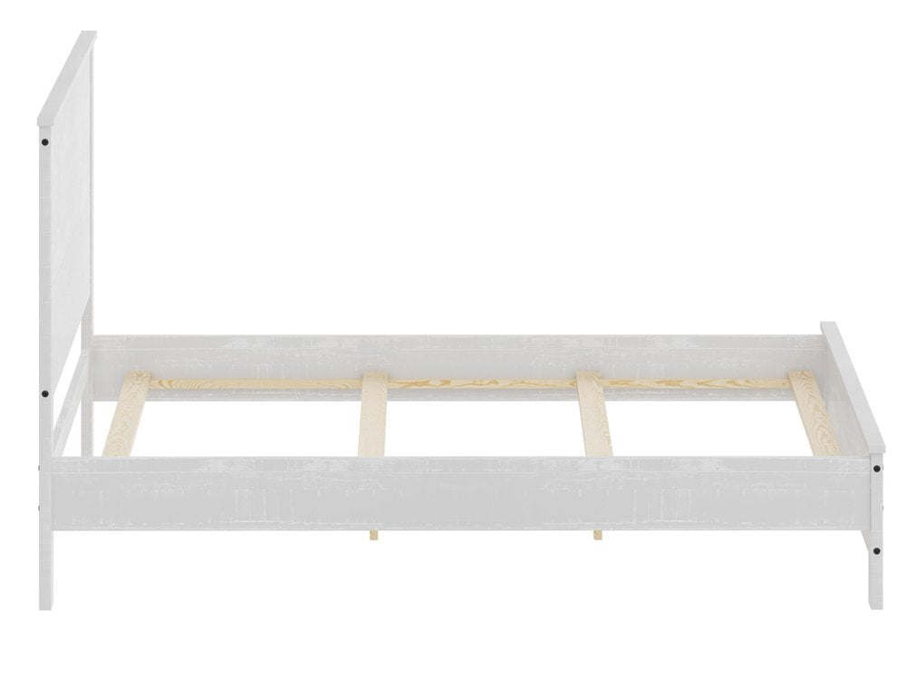 White Shiplap Texture Distressed Solid Wood Twin Bed Frame on a white background