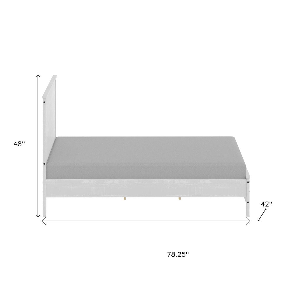 White Shiplap Texture Distressed Solid Wood Twin Bed Frame on a white background