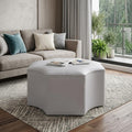 33" Silver Faux Leather Tufted Octagonal Cocktail Ottoman