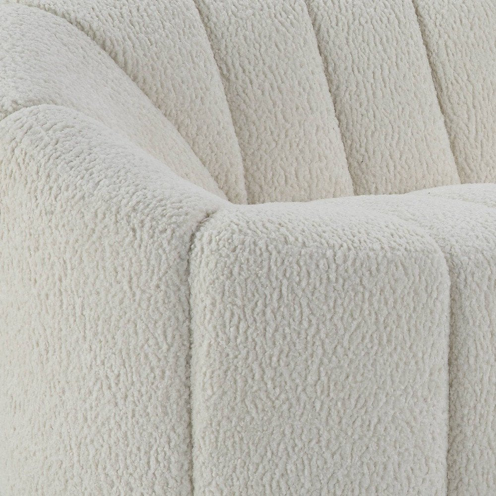84" White Sherpa Sofa With Black Legs on a white background