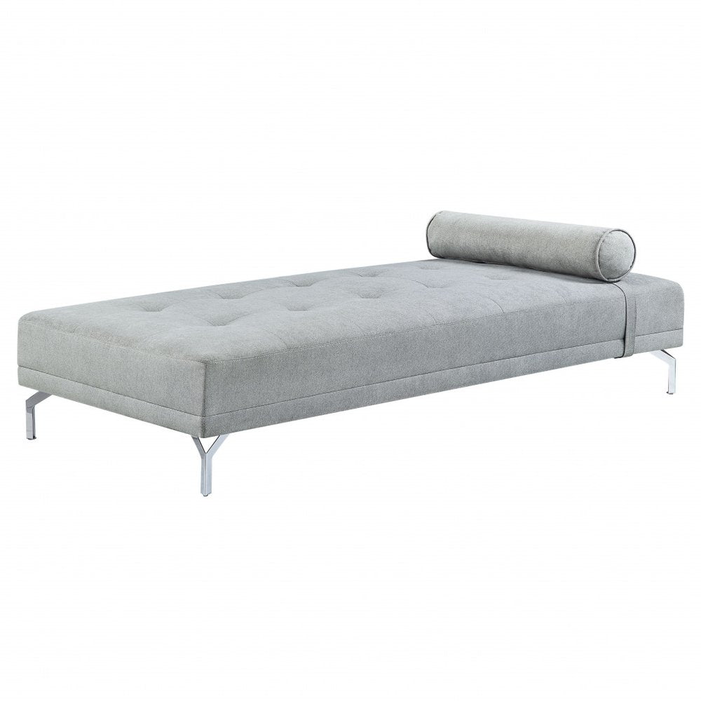 74" Gray Velvet Convertible Futon Sofa With Toss Pillow on a white background