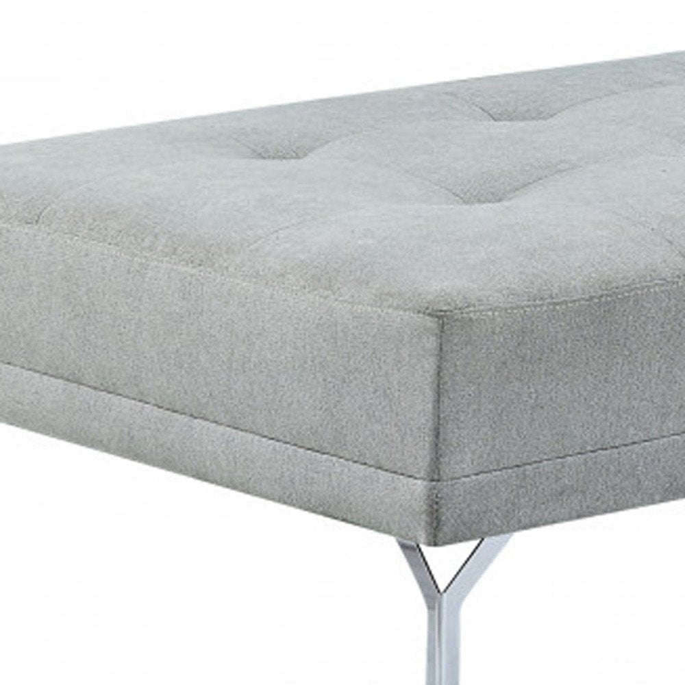74" Gray Velvet Convertible Futon Sofa With Toss Pillow on a white background