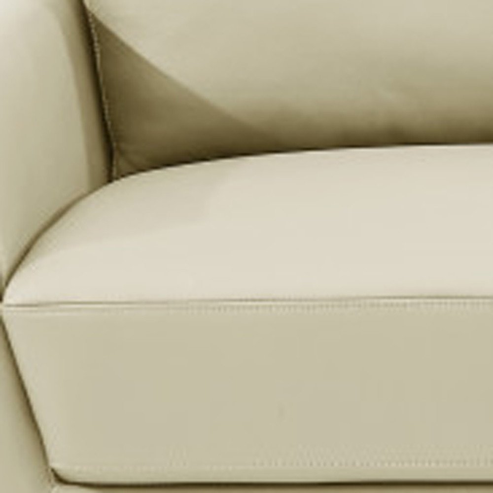 90" Gray Italian Leather Sofa With Silver Legs