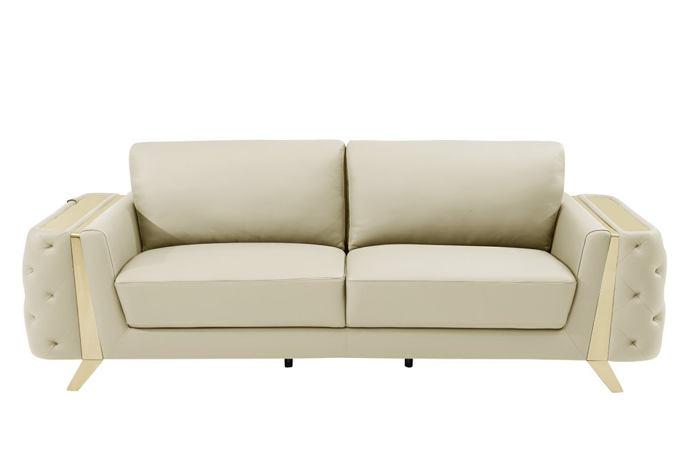 90" Gray Italian Leather Sofa With Silver Legs on a white background
