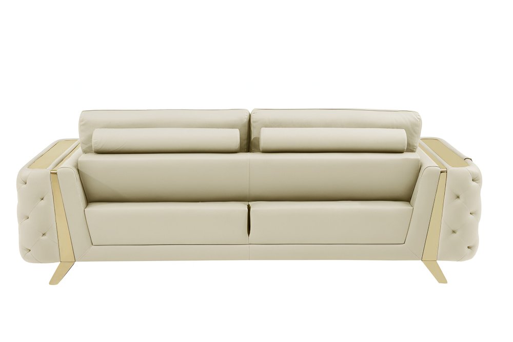 90" Gray Italian Leather Sofa With Silver Legs on a white background