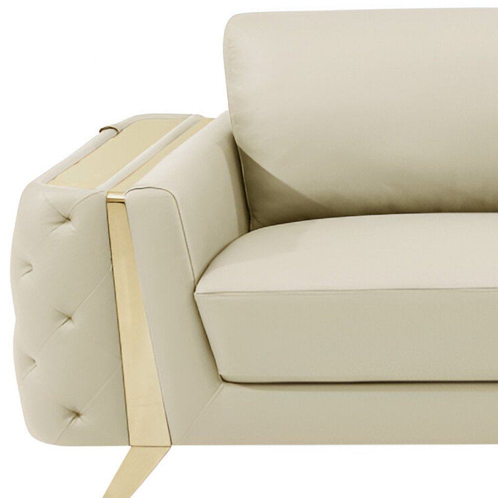 90" Gray Italian Leather Sofa With Silver Legs on a white background