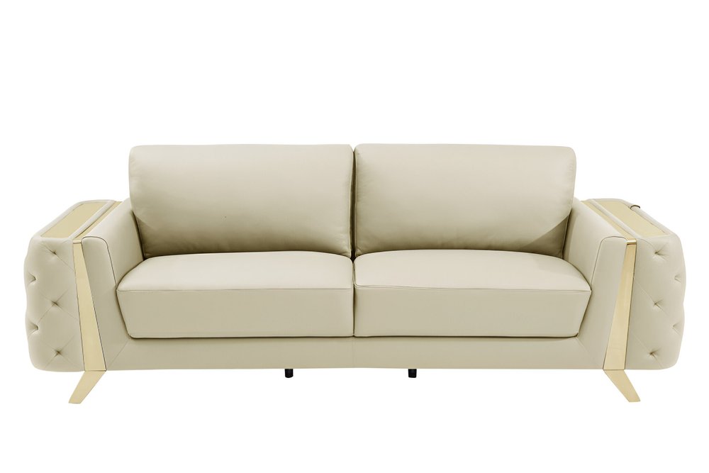 90" Gray Italian Leather Sofa With Silver Legs on a white background